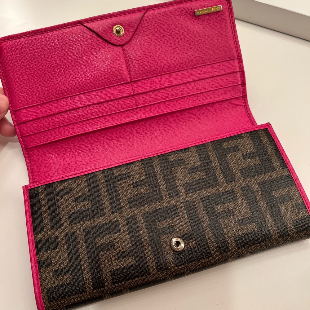Fendi Long Coated Canvas Wallet